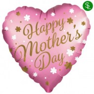 Happy Mother's Day Pink Satin Heart Balloon
